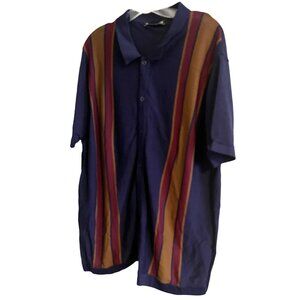 PJ Paul Jones Multicolor Button Down Striped Short Sleeve Shirt 2XL Blue Red Ora
